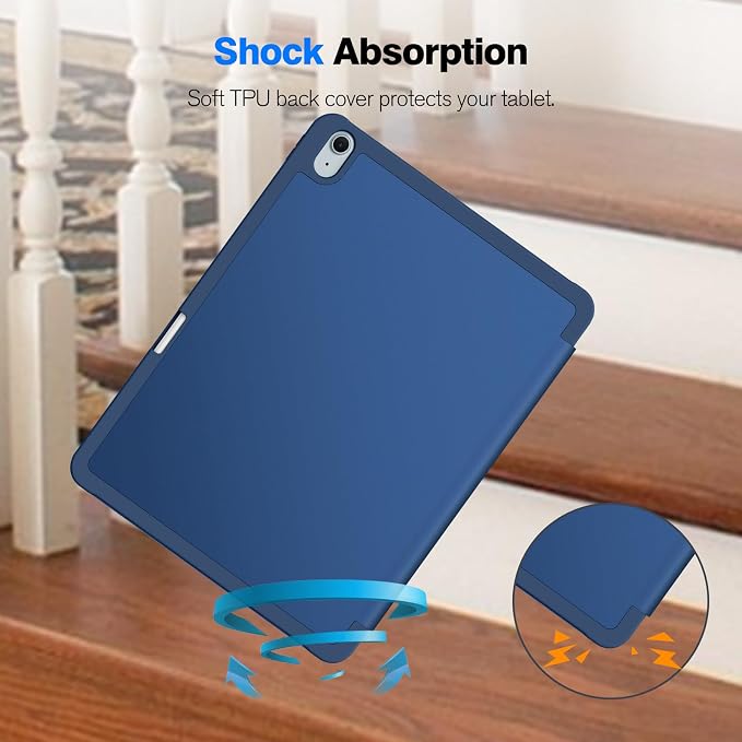 Fintie Slim Shockproof Case for iPad Air 13-inch M4/M3/M2 (2026/2025/2024) | Soft TPU Back Cover Drop protection Viewing &amp Typing Angles Pencil Holder Scratch-Resistant Composition Book