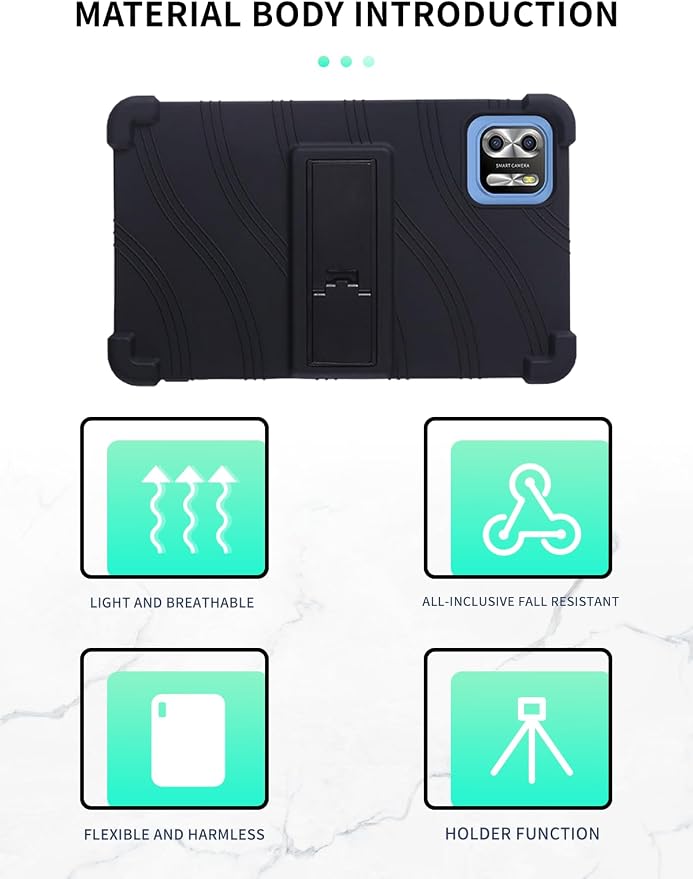 Case for PRITOM B8/PRITOM L8/VASOUN Tab8 Tablet 8 Inch- Soft Silicone Shock Proof Lightweight Stand Rubber Shell Protective CoverKids Friendly Soft Silicone Adjustable Stand CoverBlack