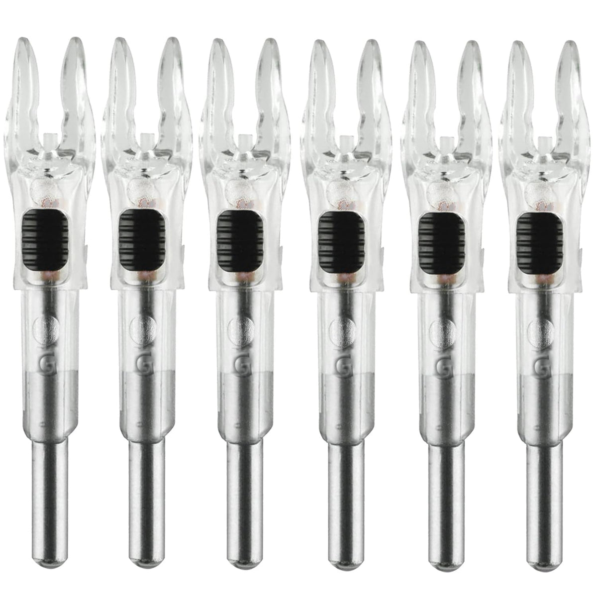 KEAUP G Lighted Nocks 6 PCS with X Bushing for Arrows with .165.204 Inside Diameter with ON/Off Switch LED Nocks Archery Nocks (Flash)