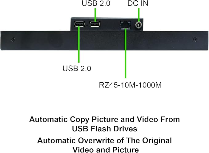 VSDISPLAY 10.3 Inch Touch LCD Monitor 1920x720 IPS Supports USB Flash Drive 2.0 Auto Copy Auto Play Split Screen for Elevator Restaurants Supermarket Store Extra Advertising Display