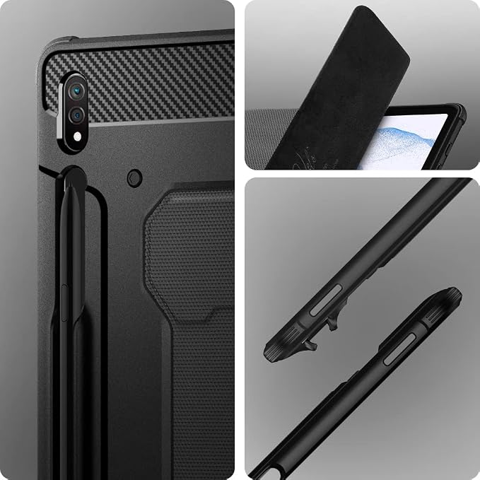 Spigen for Galaxy Tab S10 FE Plus Case (2025) Rugged Armor Pro Protective Tri-Fold Cover and S Pen Holder 13.1 inch Black