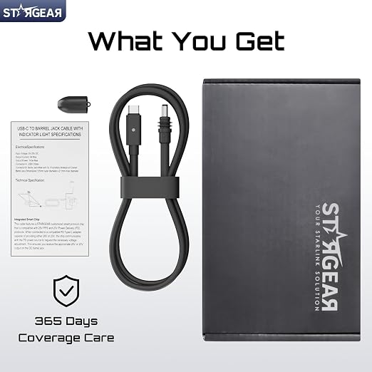 Starlink Mini Cable 16.4FT 18AWG 140W Starlink USB C to DC Power Cable with Smart Protocol Chip Waterproof DesignMini Accessories Compatible with 100W+ PD Source 28V PPS 20V PD Protocols