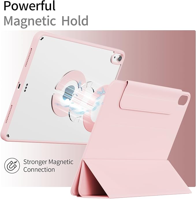 Case for iPad (A16) 11th/10th Generation (2025/2022 11/10.9 Inch) | Clear Hard PC Back Shell Smart Magnetic Detachable Cover with Clasp Portrait/Landscape Stand Auto Sleep/Wake Black
