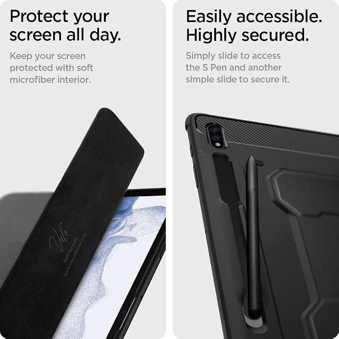 Spigen for Galaxy Tab S10 FE Plus Case (2025) Rugged Armor Pro Protective Tri-Fold Cover and S Pen Holder 13.1 inch Black
