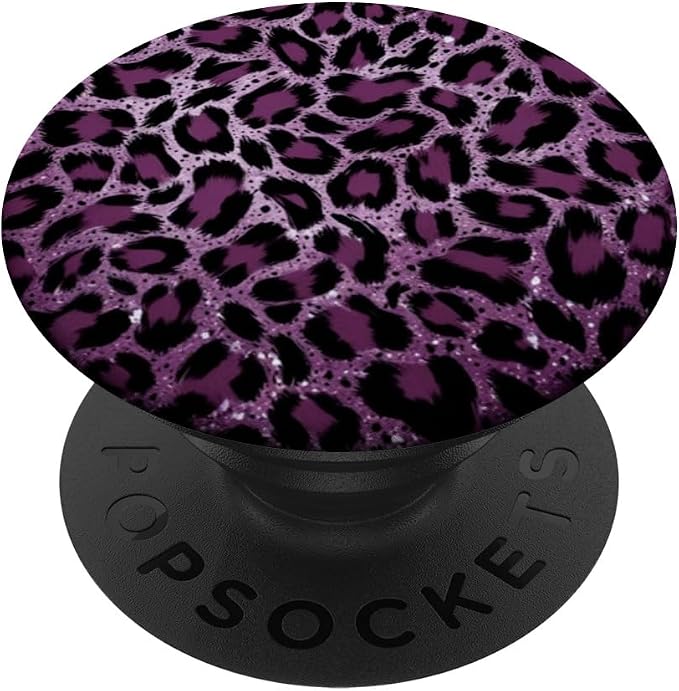 Purple Leopard Illustration Animal Print PopSockets PopGrip for MagSafe
