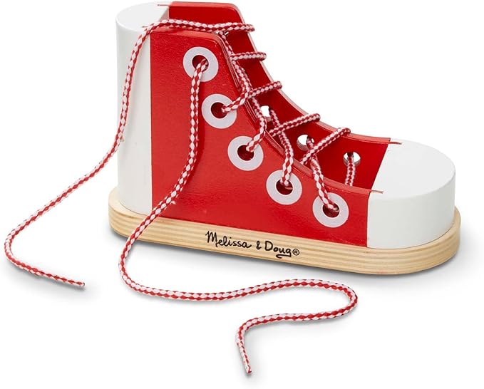 Melissa & Doug Deluxe Wood Lacing Sneaker - Learn to Tie a Shoe Educational Toy