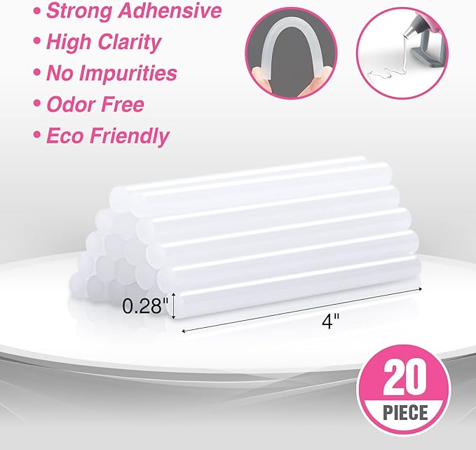 WORKPRO Mini Hot Glue Gun with 20 Pcs Hot Glue Sticks, Glue Gun Kit for Decorations, Arts, Crafts, School DIY Projects and Home Repairs- Pink Ribbon