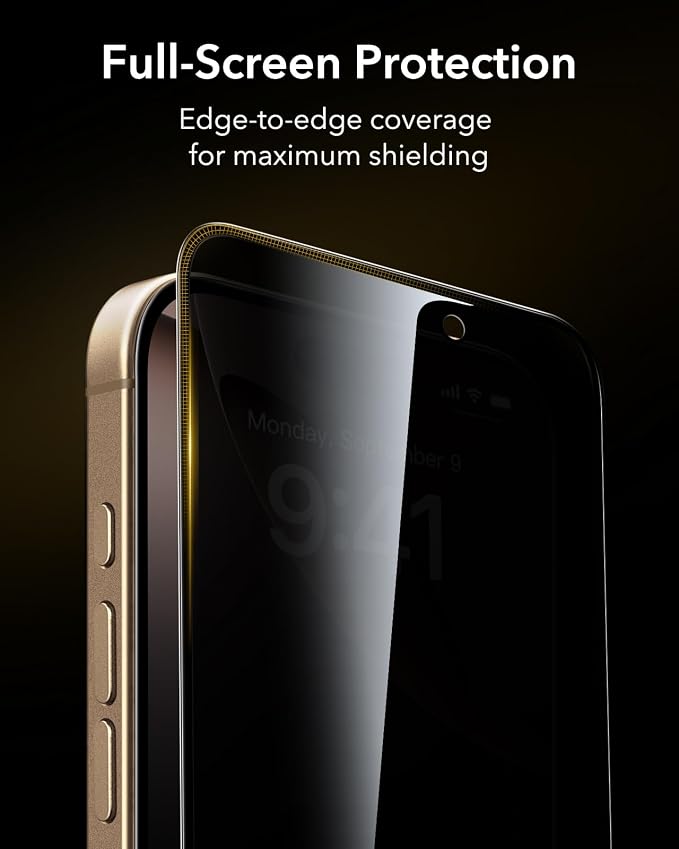 ESR 3 Pack for iPhone 16 Pro Max Privacy Screen Protector Armorite Pro | Accessory Glass by Corning™ 10X Impact Absorption Anti-Spy Full-Coverage Protection UltraFit Tray Bubble-Free