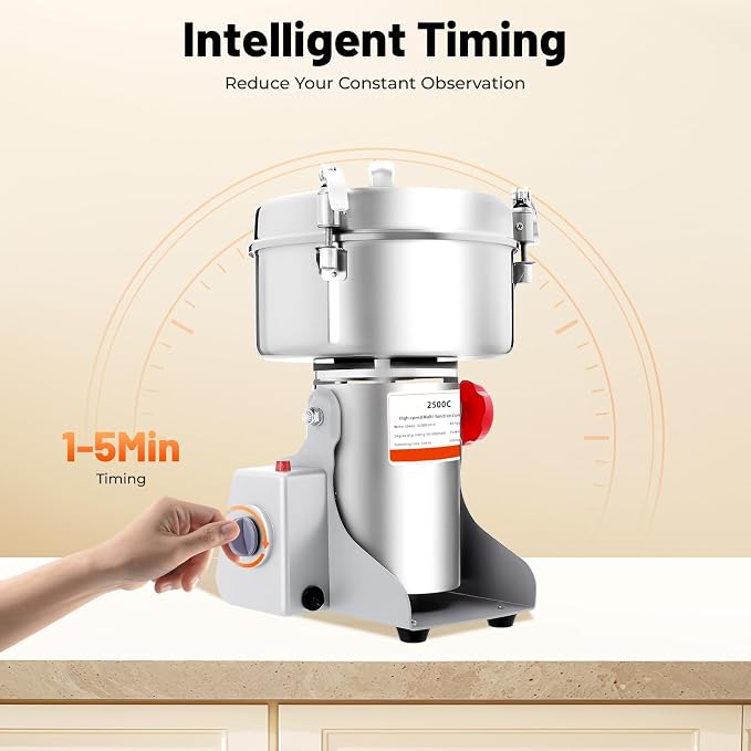 Electric Grain Mill, 2500g Capacity High-speed Grain Mill Grinder, Food-grade