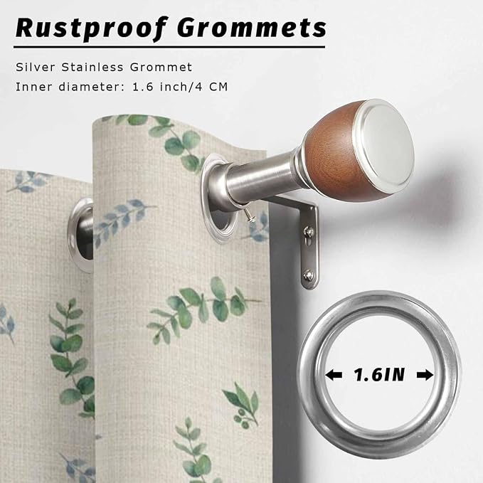 Leaf Outdoor Curtains for Patio Summer Jugal Leaves Pastoral Plant Linen