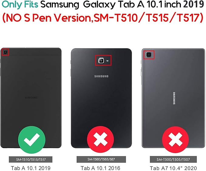 Case for Samsung Galaxy Tab A 10.1 2019 Model SM-T510/T515/T517 Stylus Holder Flip Wallet Leather Shockproof Cover for Galaxy Tab A SM-T510 Case Bicolor Marble