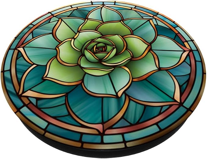 Beautiful Stained Glass Succulent Plant Lover Aesthetic PopSockets PopGrip for MagSafe