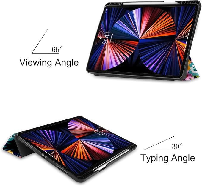 Case for iPad Pro 12.9 inch 6th Generation 2022 Built-in Pencil Holder + Trifold Stand + Auto Wake/Sleep + Protective Cover for iPad Pro 12.9 5th/4th/3rd Gen- Bear