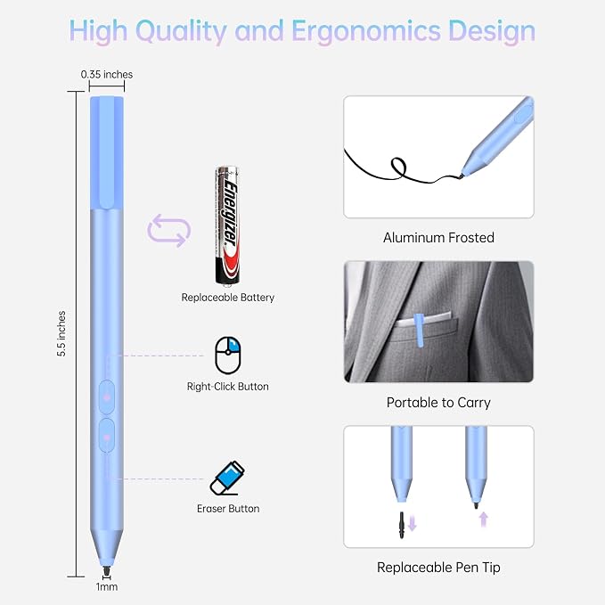 Stylus Pen for HP Omnibook X Flip Rechargeable MPP 2.0 with 4096 Pressure | Digital Stylus Pen for HP Envy/Pavilion/Spectre x360 – Tilt Support Palm Rejection Fast Charge Ideal for Drawing &amp N