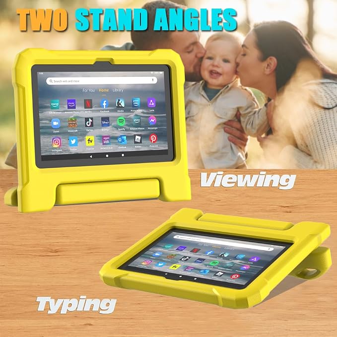 Kids Case for Amazon Fire 7 Tablet Case (12th Generation 2022)Blue | Lainergie Lightweight Easy to Carry Shockproof Kids Friendly Durable Hight Quality EVA Material Cover with Handle Stand