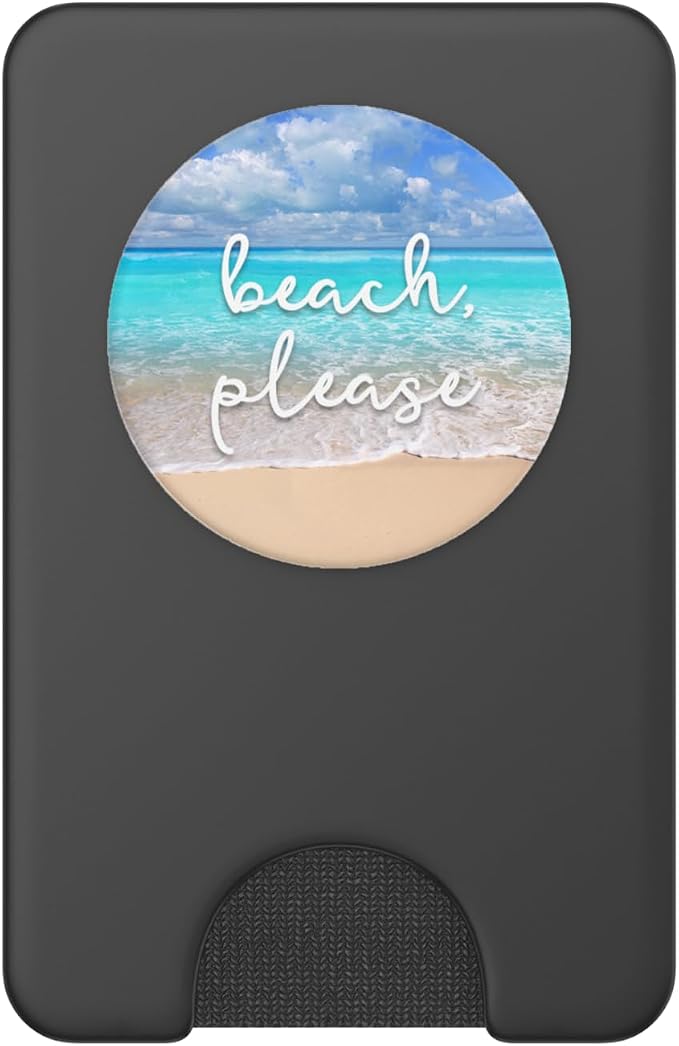 Beach Please - Cute Summer Sayings - Ocean &amp Sand Scene PopSockets Adhesive PopGrip