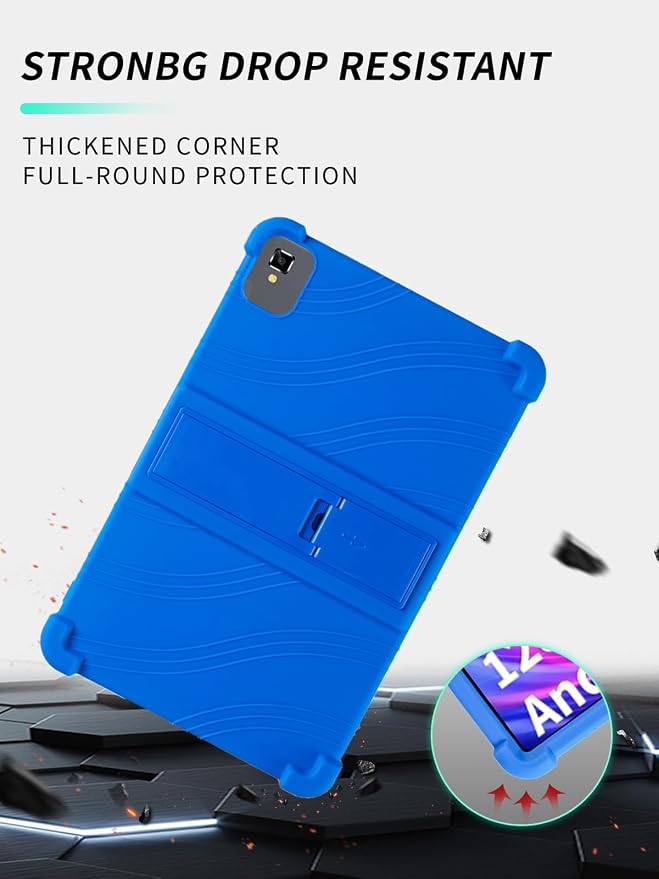 Case for YLEEBG TAB10 10 inch Android 14 TabletsWUNIAK Hollow Back DesignHeat Dissipation Shockproof Lightweight Adjustable Kickstand Silicone Shell&ampKids Friendly Soft CaseBlack