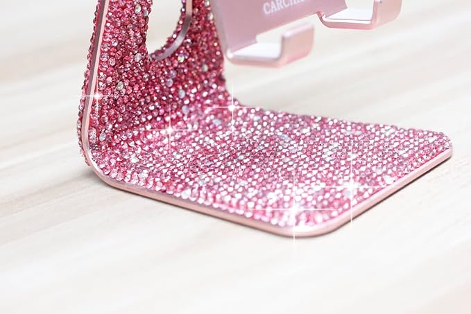 SZ Bling Rhinestone Crystal Adjustable Cell Phone Stand Phone Holder for Desk Phone Desktop Holder Stand Compatible with iPhone IPAD Samsung Smart(Pink)