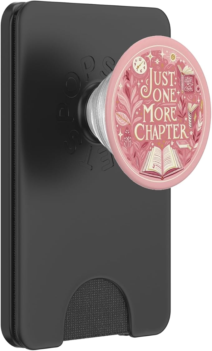 Just One More Chapter Bookish Reading Pink Book Lover PopSockets Adhesive PopGrip