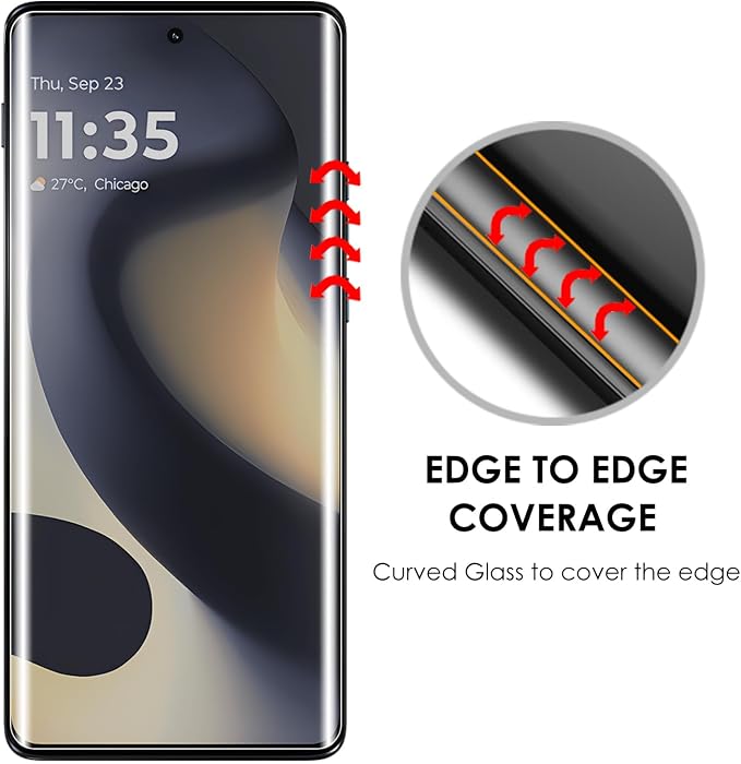 Tempered Glass Screen Protector for Motorola Edge 2024 UV Set [3 Pack] Edge to Edge Coverage Sensitive Touch 9H Hardness Scratch Resistant