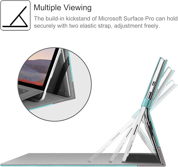 Fintie Case for 12.3 Inch Microsoft Surface Pro 7 Plus Surface Pro 7/6/5/4/3 - Portfolio Business Cover with Pocket Compatible with Type Cover Keyboard Black