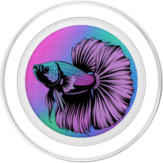 Cyberpunk Aquarium Halfmoon Betta Fish Vaporwave Aesthetic PopSockets PopGrip for MagSafe