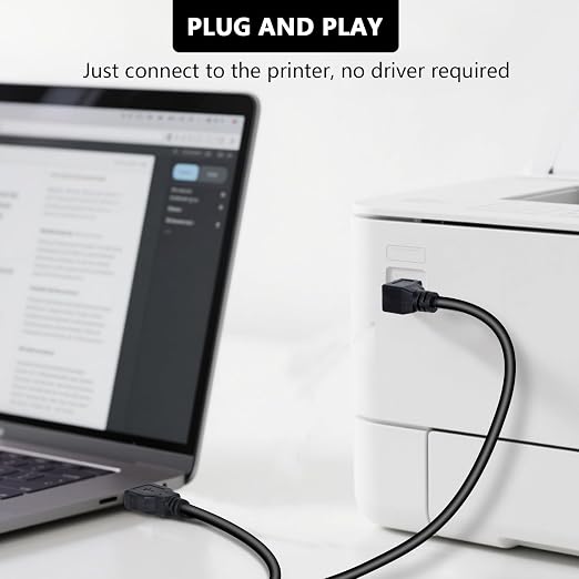 USB 2.0 Printer Cable 6FT(10 Pack) b Right Angle 90 Degree Adapter High Speed Printer/Scanner USB Cable 2.0 A Male to B Male Cord with 480Mbps(6ft A to B Right Angle).