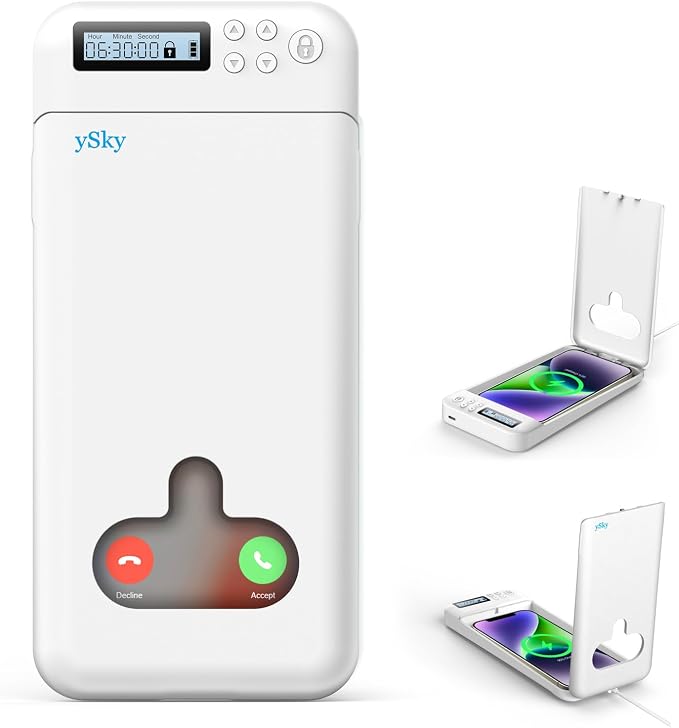 Cell Phone Lock Box with TimerPortable Timed Phone Lock Box for iPhone and Android Phones Self-Control Timer Phone Locker to Help KidsStudents Focus Back