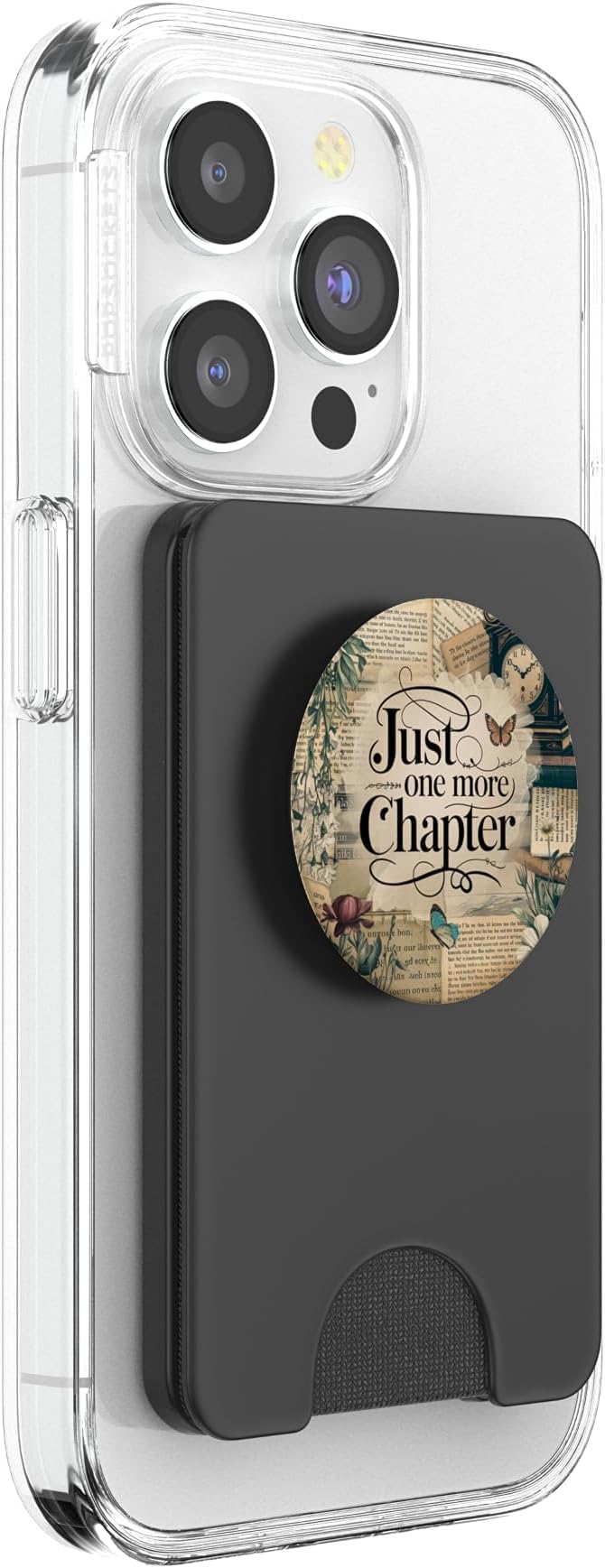 Just One More Chapter Bookish Book Reading Vintage Flower PopSockets Adhesive PopGrip