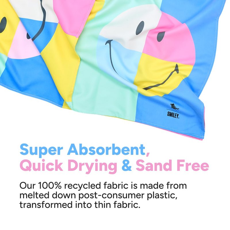 Dock & Bay Beach Towel - Quick Dry, Sand Free - Compact, Lightweight - 100% Recycled - Includes Bag - Calm - Large (160x90cm, 63x35)
