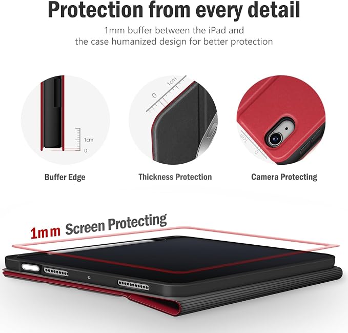 Antbox Case for iPad Air 11-inch M4/M3/M2 (2026/2025/2024) iPad Air 5th/4th Generation 10.9'' Vegan Leather with Pencil Holder Typing Angle Auto Sleep/Wake Muti-Stand (Black)
