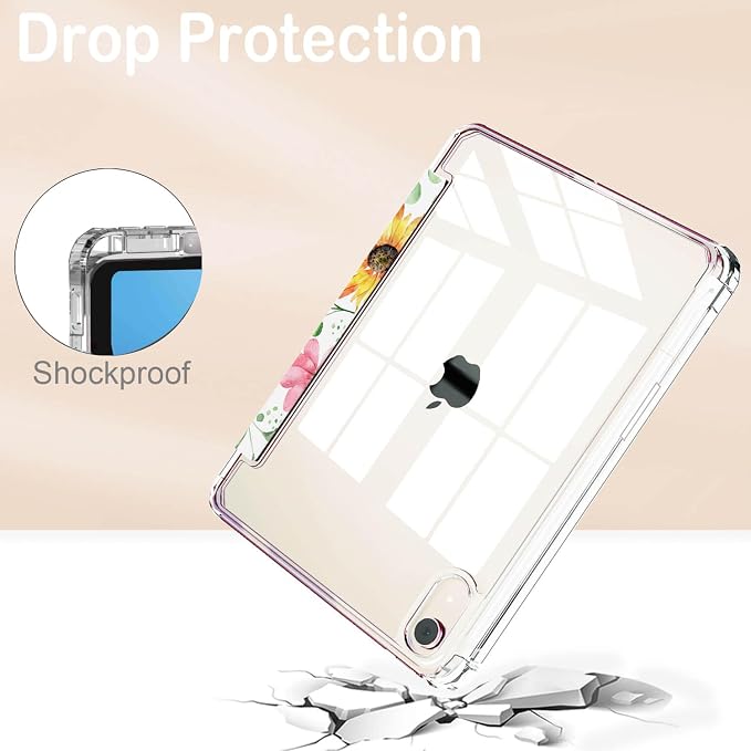 Feams Case for iPad mini 7 A17 Pro 2024/iPad Mini 6 2021 Slim Lightweight Trifold iPad mini 7 A17 Pro Case 8.3 Inch 2024 Clear Back Cover with Pencil Holder &amp Auto Sleep Blue Bow