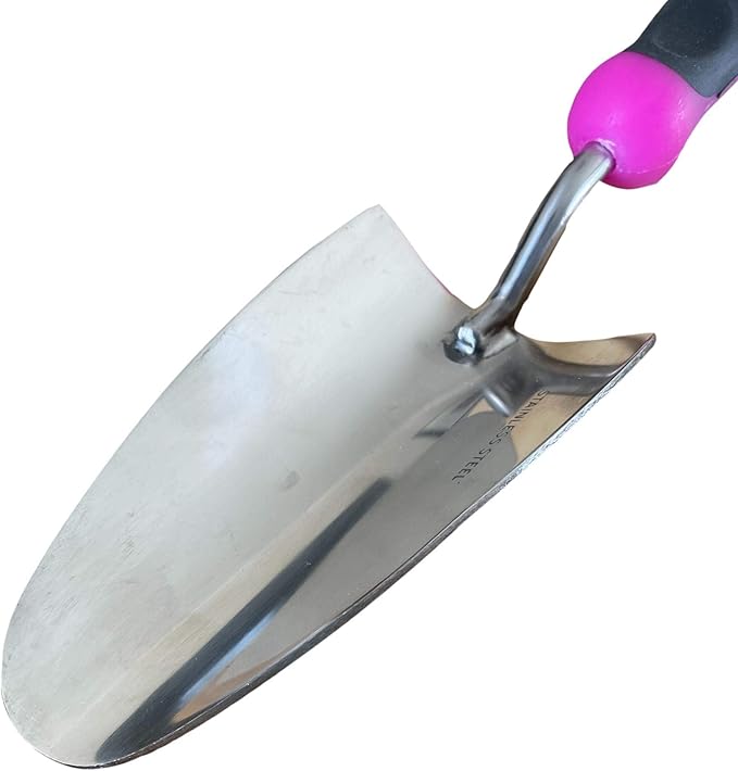 Garden Guru Super Strong Garden Trowel Hand Shovel - Stainless Steel - Rust Resistant - Ergonomic Grip - Perfect Tool for Gardening, Weeding, Transplanting and Digging in Garden Beds (Pink)