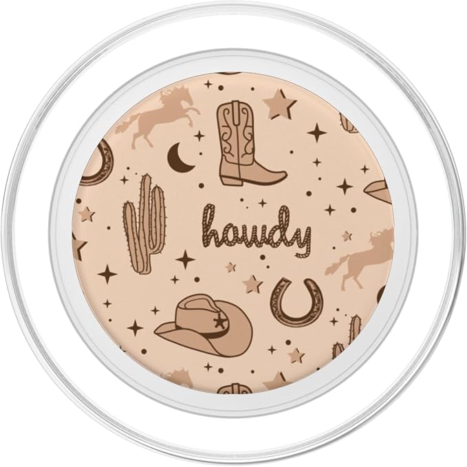 Pastel Cowboy Hat and Boot Pattern Brown Cowgirl Aesthetic PopSockets Adhesive PopGrip