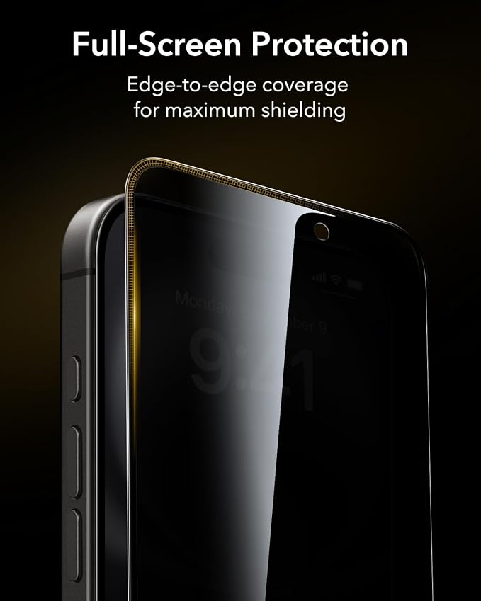 ESR 3 Pack for iPhone 16 Pro Max Privacy Screen Protector Armorite Pro | Accessory Glass by Corning™ 10X Impact Absorption Anti-Spy Full-Coverage Protection UltraFit Tray Bubble-Free