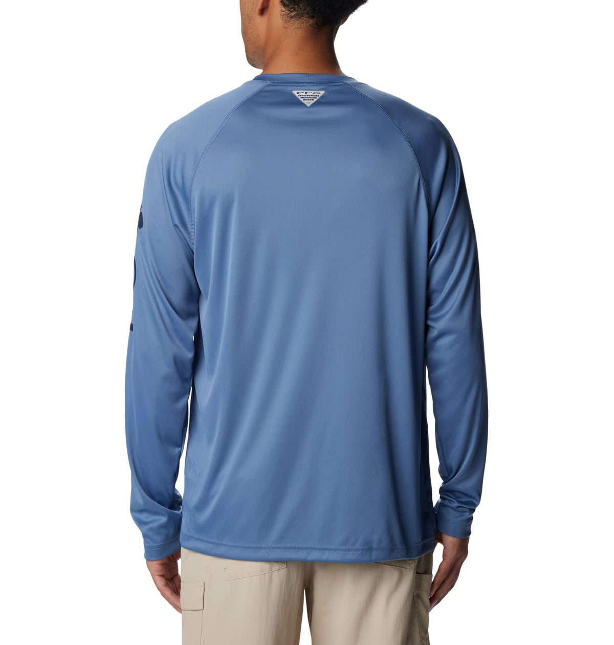 Columbia Men's Terminal Tackle Long Sleeve Shirt, Bluestone/Collegiate Navy Logo, 3X Tall