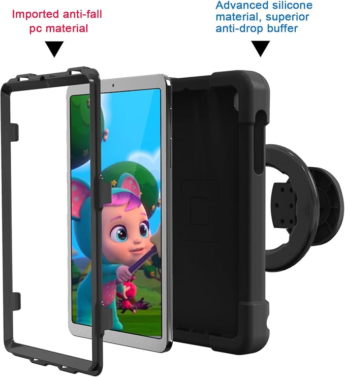 AKABEILA Compatible with Amazon Fire HD 8 2020/2022 Tablet Case，Rugged Kids Case with Stand Lightweight Shockproof Kids Friendly Tablet Cover Black
