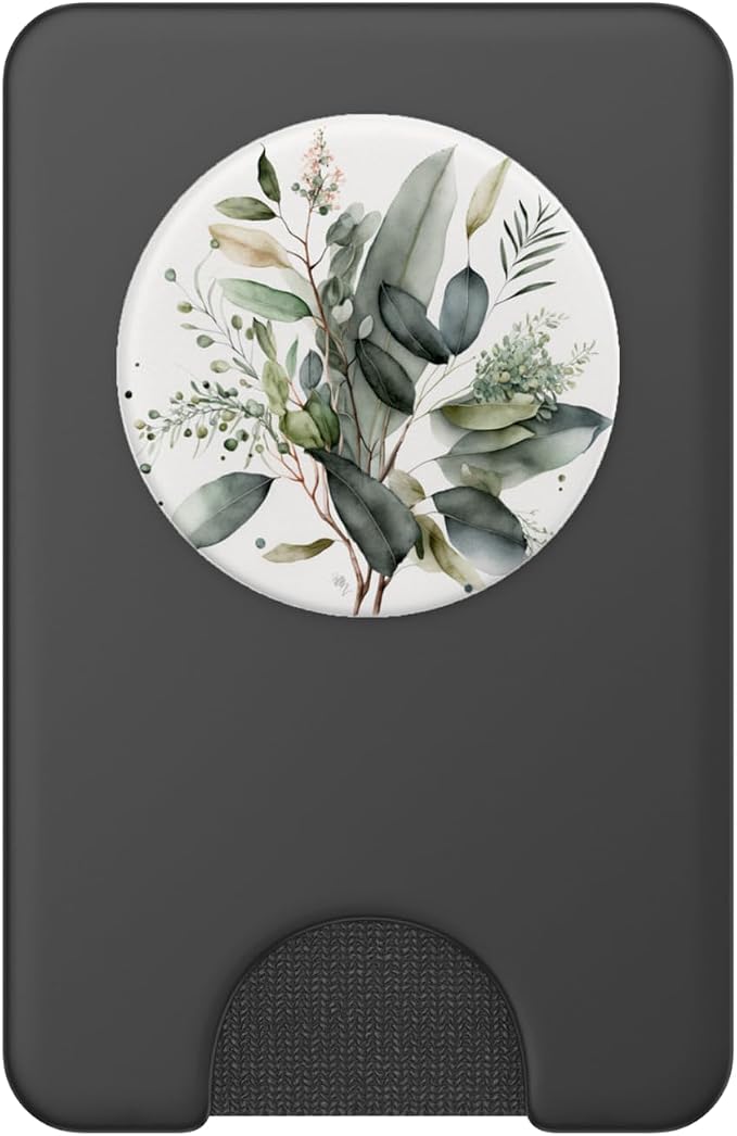 Botanical Watercolor Eucalyptus Leaves Green Blossom Flowery PopSockets Adhesive PopGrip