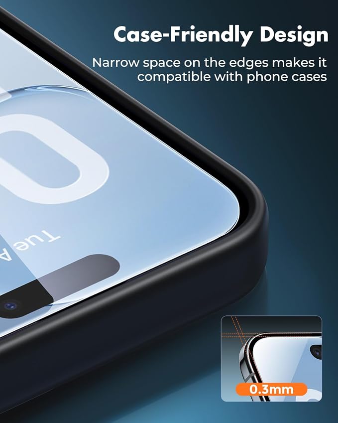 UNBREAKcable 4-Pack iPhone 15 Screen Protector 9H Hardness | 9H tempered glass | 99.99% HD clarity | Double Shatterproof|alignment frame easy install | case-friendly