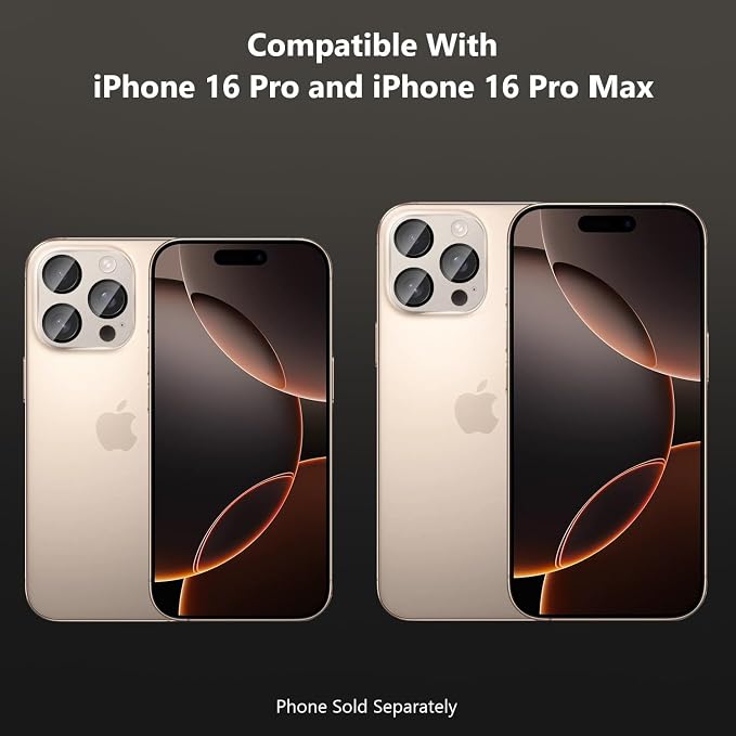 SAHARA - Ultra-Strong Camera Lens Protector for iPhone 16 Pro/16 Pro Max (2-Pack) Black (ZD00161)