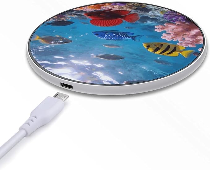 Ocean Wireless Charger Portable Fast Charging Pad Lightweight Wireless Charging Pad 10W Slim Charging Station for Phone Charger Mat for Travel Home Office Desk