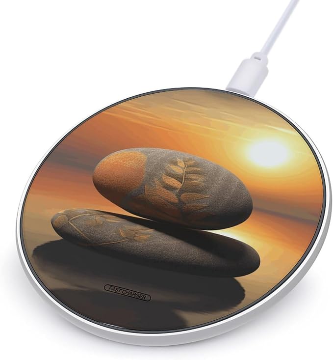 Sunrise Landscape Zen Stone Wireless Charger 10W Fast Charging Pad Anti-Slip Qi Certified Wireless Charging Pad Charging Station Portable Phone Charger for All Wireless Charging Smartphone