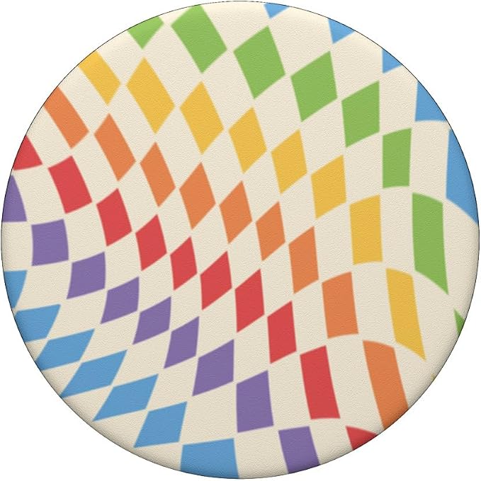 PopSockets Phone Grip – Checker Wavy Rainbow PopSockets PopWallet for MagSafe