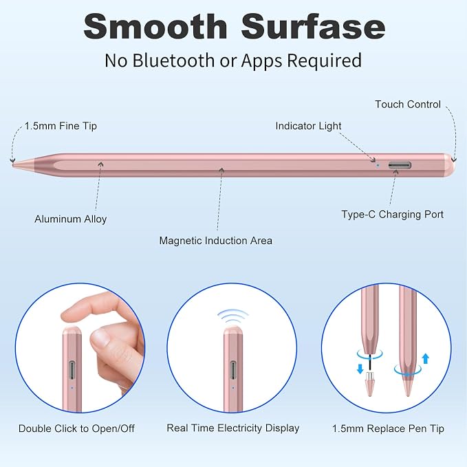 COO Universal Active Stylus Pen for iOS Android &amp Samsung Touch Screens | Smart Digital Stylus for Lenovo/Vivo/Mi/HUAWEI Tablets iPhone/Samsung/Pixel Phones for Drawing&ampWriting Gradient Blu