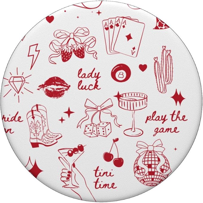 Coquette Doodles Western Lucky Cowgirl Cowboy in Red PopSockets PopGrip for MagSafe