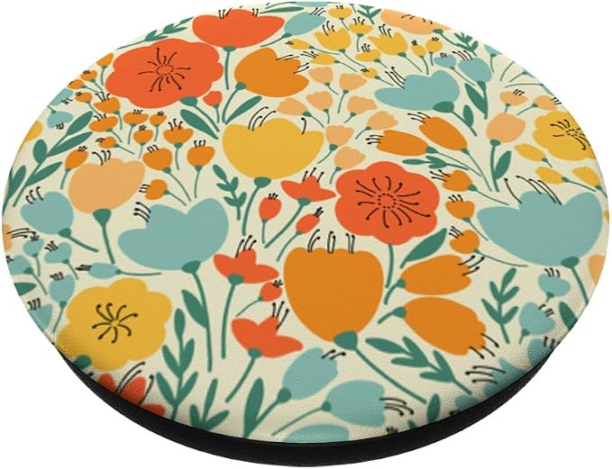 Yellow Orange Floral Flowers PopSockets Standard PopGrip