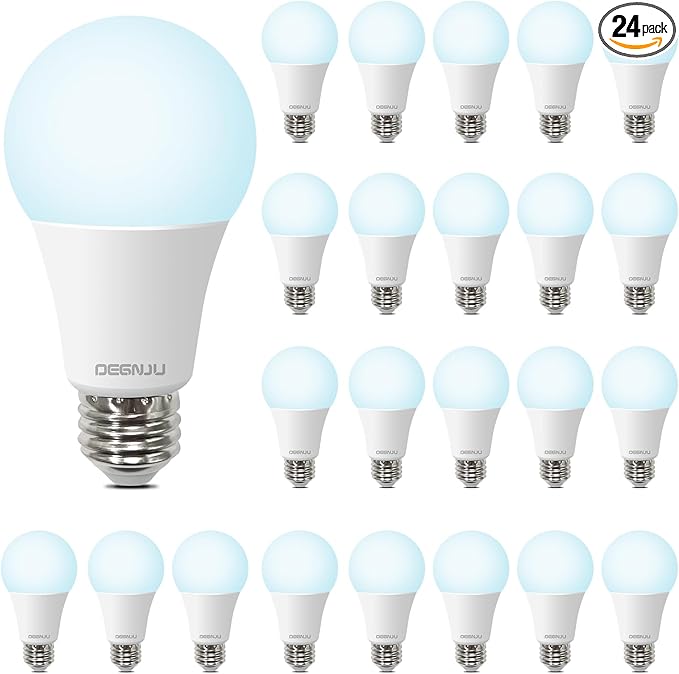 A19 LED Light Bulbs, 100 Watt Equivalent LED Bulbs, Daylight 5000K, 1500 Lumens, E26 Standard Base, Non-Dimmable, 13W Bright White LED Bulbs for Bedroom Living Room Home Office, 24 Pack