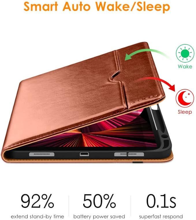 DTTO Case for iPad Pro 11 Inch 4th / 3rd / 2nd / 1st Generation 2022/2021/2020/2018Premium PU Leather Folio Stand Cover with Hand Strap Auto Wake/SleepMultiple Viewing Angles Black