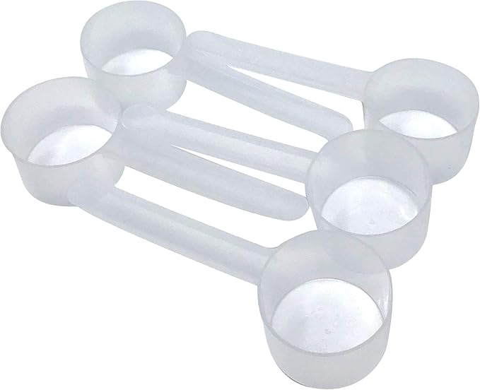 Supplement and Supply 48 mL (48 CC | 1.62 Oz.) Long Handle Plastic Measuring Scoop for Coffee, Protein Powder, Pet Food, Spices, Grains, Dry Goods – Food-Grade BPA-Free (Pack of 5)