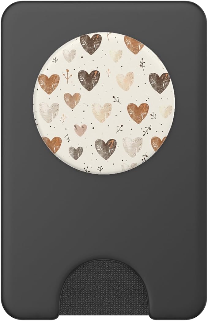 Brown Heart Pattern PopSockets Adhesive PopGrip